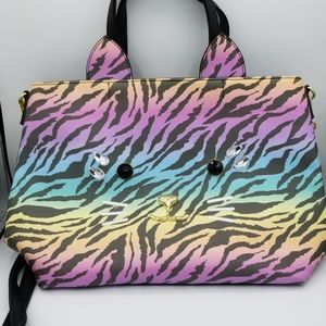 Betsey Johnson Rainbow Tiger Stripe Cat Bag NWOT